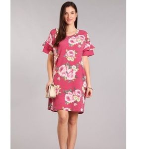Chris & Carol grey dress w/ pink floral M